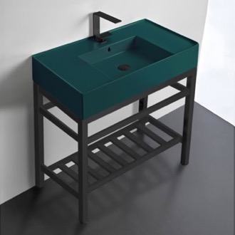 Console Bathroom Sink Modern Console Sink Vanity, Green Ceramic Sink, 32